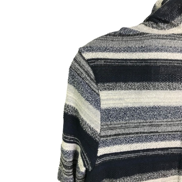 Three Dots Women's Cardigan Sweater Blue Striped Boho Open Front Cotton Sz S - Picture 5 of 10